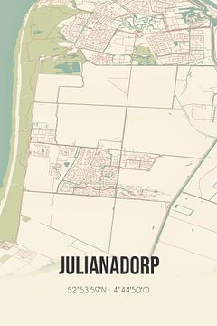 Vintage landkaart van Julianadorp (Noord-Holland) van MijnStadsPoster