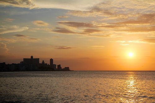 Zonsondergang Cuba Havana Malecon