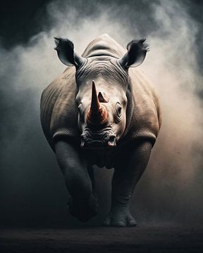 Portrait d'un rhinocéros sur fernlichtsicht