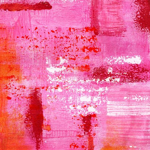 Oppervlakken 13 | Zeer Warm Roze & Rood | Abstract Schilderij