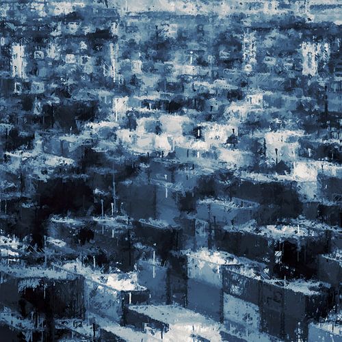 Opgeslagen containers in de haven