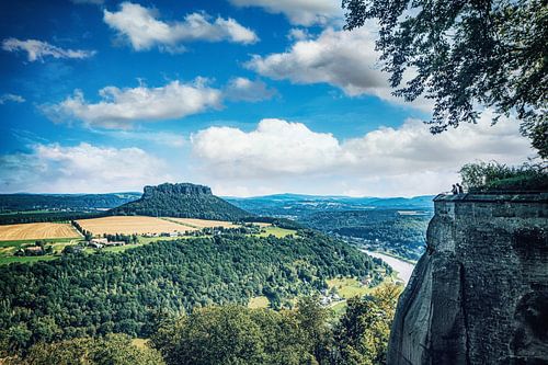 Uitzicht vanaf vesting Königstein over de Elbe