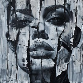 Émotions fragiles : Portrait féminin expressif sur Steinfox Art