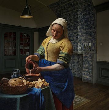 Het Melkmeisje - keuken met Delfts blauwe schouw van Digital Art Studio