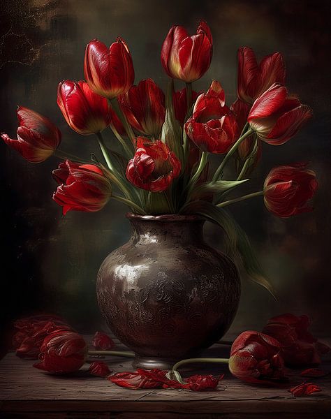 Still life red tulips by Digital Art Studio