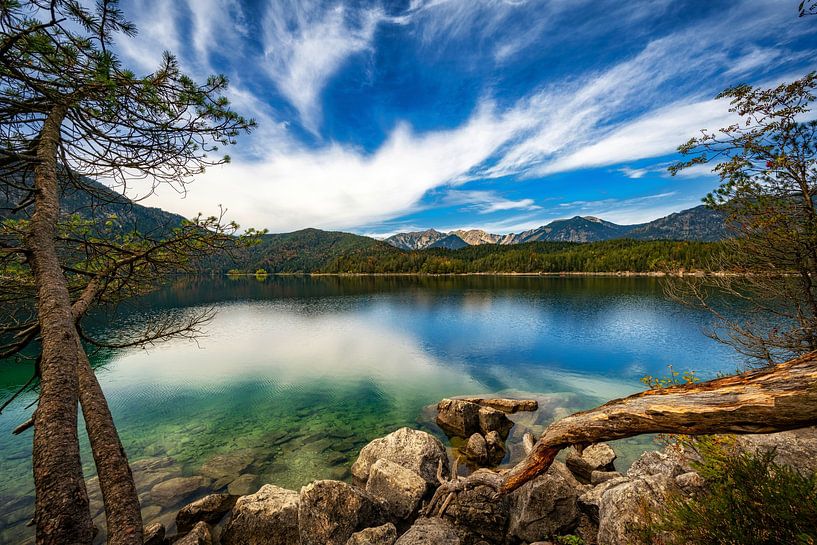 Eibsee Bavaria - Turquoise water and Alpine panorama by Photo Art Thomas Klee