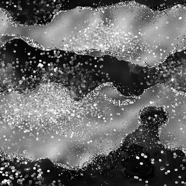 Zwart Glitter Agaat Textuur 03 van Aloke Design