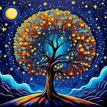 Arbre magique au clair de lune