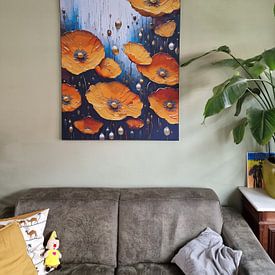 Kundenfoto: Abstrakte Acrylmalerei von Mohnblumen von Retrotimes, als art frame