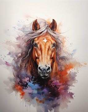 waterverf schilderij van een stoer paardenhoofd van Margriet Hulsker