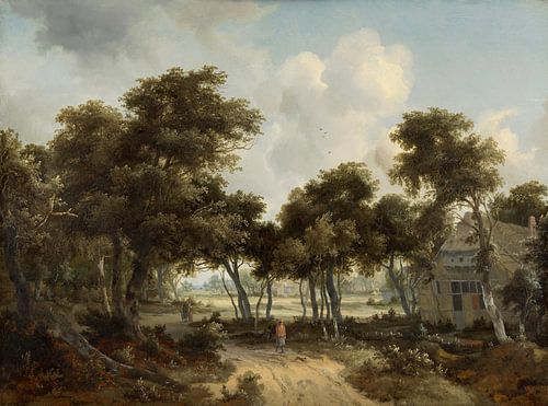 Boerenhoeven in een boslandschap, Meindert Hobbema