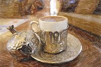 Decorated cup with Turkish mocha