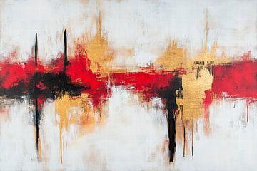 Abstract composition in red and gold by Poster Art Shop