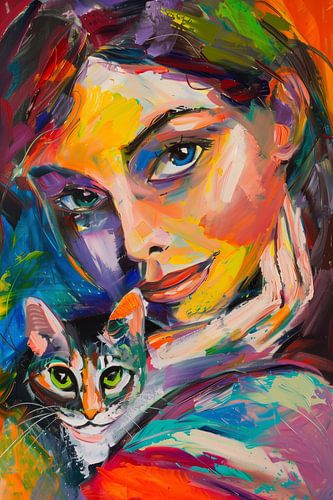 Portrait vivant : femme et chat