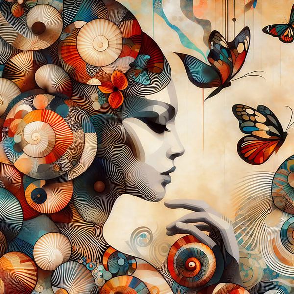 Femme avec papillons par Digital Art Nederland