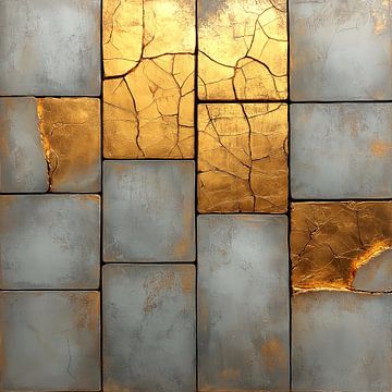Textured Symmetry - Fractured Gold van byRenzo