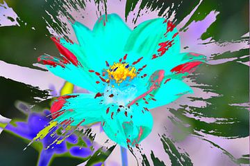 Kleurrijke, bloeiende dahlia, abstract, bloemig
