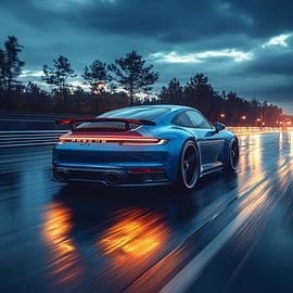 Blauwe Porsche 911 GT3 van Bianca Bakkenist