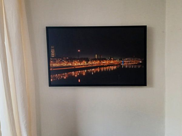 Customer photo: Arnhem skyline at night with Eusebius church and John Frost bridge by Ton Bosman, on canvas