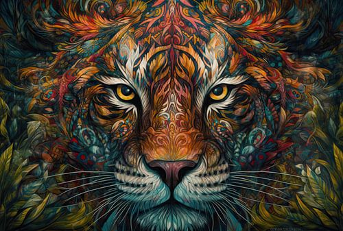 Gemälde TIGER - Moderner farbenfroher Blickfang von ARTEO Gemälde