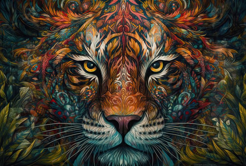 Painting TIGER - Modern Colourful Eyecatcher by ARTEO Paintings