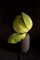 Cabbage on black vase