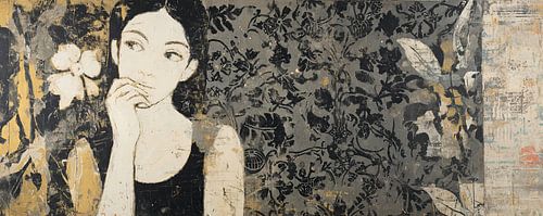 Femme pensante avec fleur