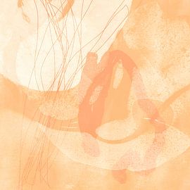 Abstract organic shapes in pastel colors. Light orange, soft yellow, white. by Dina Dankers