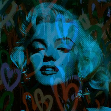 Marilyn Monroe Blue Love Pop Art van Felix von Altersheim