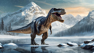 Tyrannosaurus Rex geht allein in den kalten See, Kunstdesign