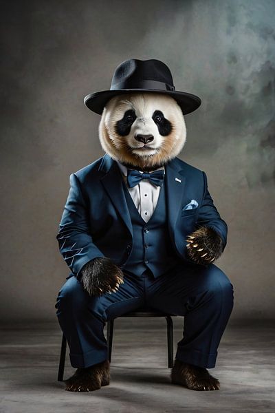 Élégant panda avec chapeau par Art & Soul Creations