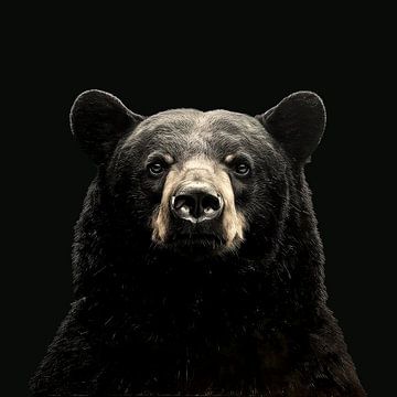 portrait dramatique d'un grizzli noir sur Margriet Hulsker