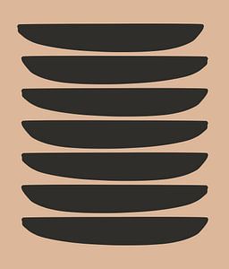 Schwarz Beige Mid-Century Modern Abstrakt