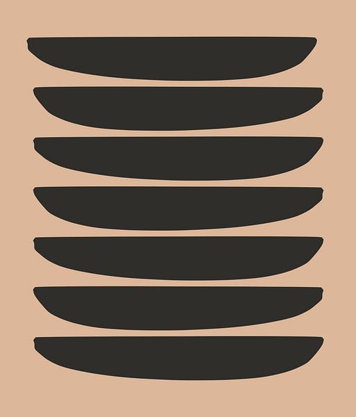 Noir Beige Mid-Century Moderne Abstrait par Mad Dog Art