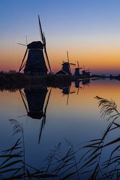 Een zonsopkomst bij de molens van Kinderdijk van Pieter van Dieren (pidi.photo)