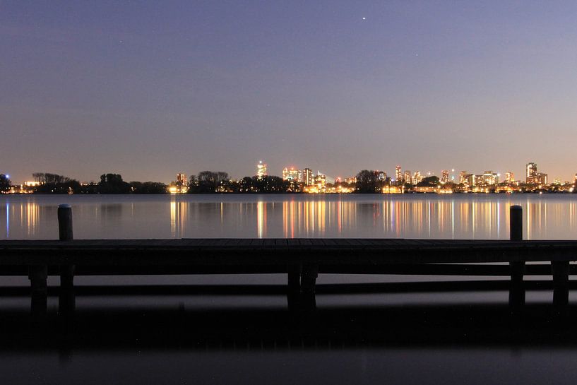 Night skyline of Rotterdam from the Kralingse Plas. by Capture the Moment 010