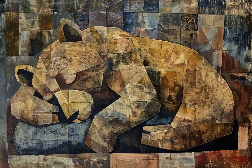 Abstrakter Bär in geometrischen Formen von Imperial Art House