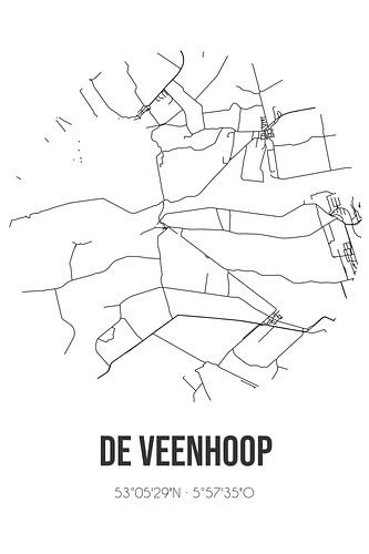De Veenhoop (Fryslan) | Landkaart | Zwart-wit