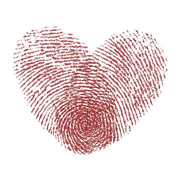 Fingerprint red heart (Valentine love heart love red positive love love)