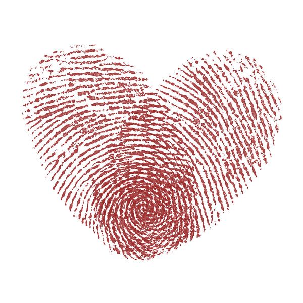 Empreintes digitales cœur rouge (Valentine amour cœur amour rouge positif amour) par Natalie Bruns