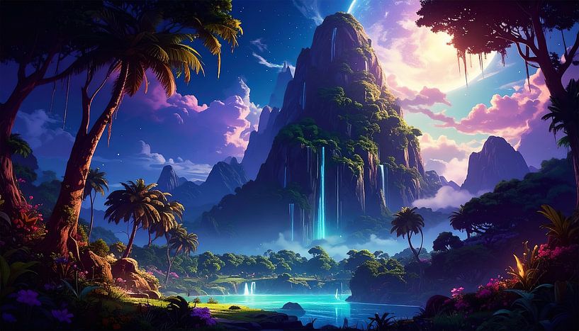 Dream landscape palm trees with clouds by Mustafa Kurnaz