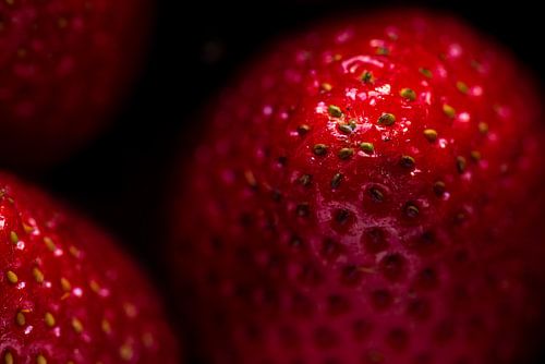 Macro rood vers rijp fruit van aardbei