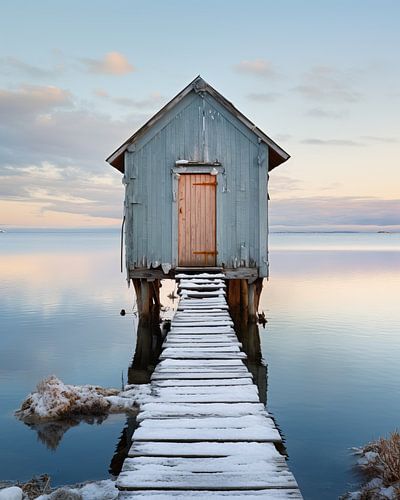 Cottage on stilts in the water