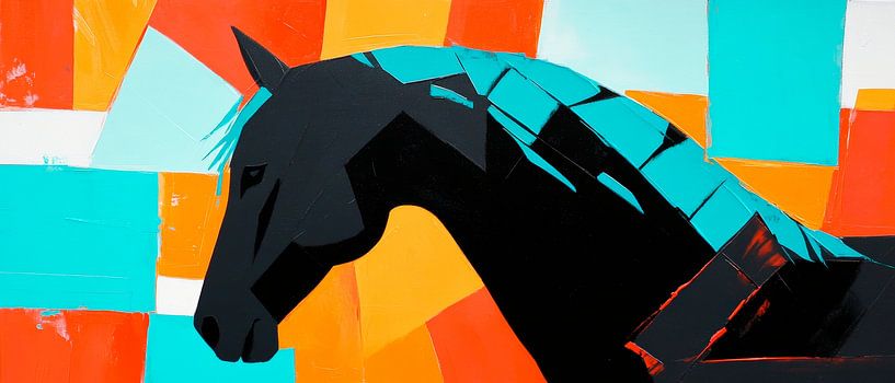 Powerful silhouette of a horse in colours by Poster Art Shop