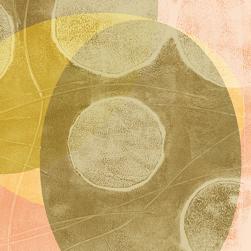 Geometrische abstracte kunst in retrokleuren nr. 2. Set van 2.