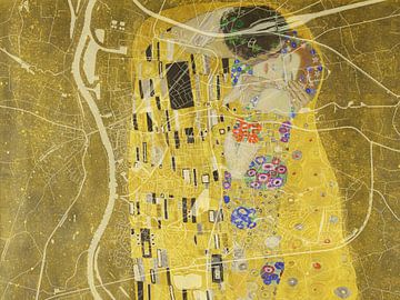 Kaart van Zutphen met de Kus van Gustav Klimt van Map Art Studio