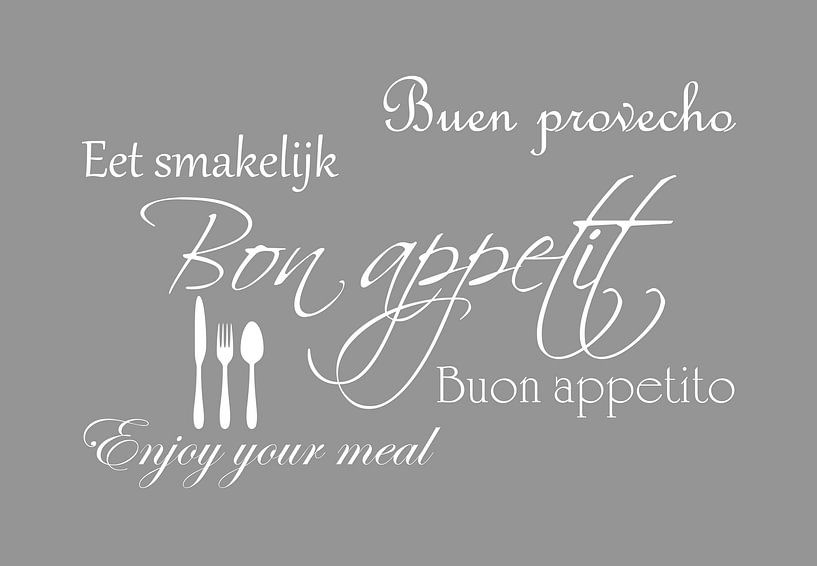 Tekst Bon appetit - Licht grijs van Sandra Hazes