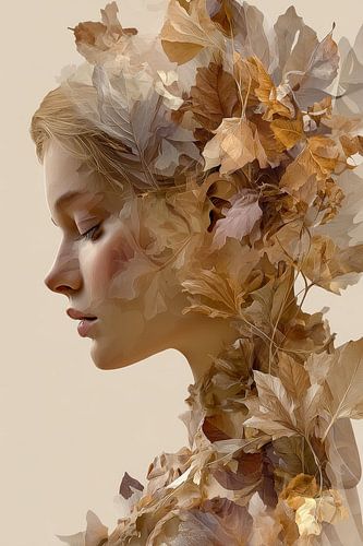 vrouw met bloemen abstract