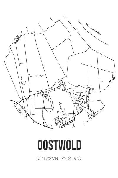 Oostwold (Groningen) | Map | Black and white by Prints of Place