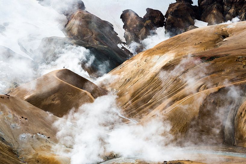 Zwaveldampen in bergketen Kerlingarfjöll van Danny Slijfer Natuurfotografie